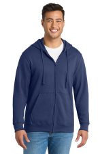 Port & Co Fan Favorite Fleece Full-Zip Hooded Sweatshirt. PC850ZH Team Navy