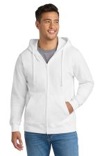 Port & Co Fan Favorite Fleece Full-Zip Hooded Sweatshirt. PC850ZH White