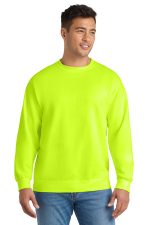 Port & Co Essential Fleece Crewneck Sweatshirt. PC90 Safety Green