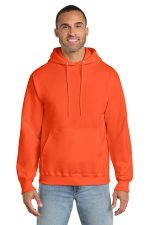 Port & Co Essential Fleece Pullover Hooded Sweatshirt. PC90H Safety Orange