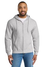 Port & Co Essential Fleece Full-Zip Hooded Sweatshirt. PC90ZH Ash