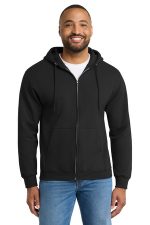 Port & Co Tall Essential Fleece Full-Zip Hooded Sweatshirt. PC90ZHT Jet Black