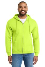 Port & Co Tall Essential Fleece Full-Zip Hooded Sweatshirt. PC90ZHT Safety Green