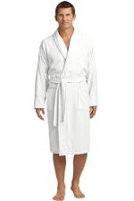 Port Authority Checkered Terry Shawl Collar Robe. R103 White