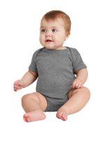 Rabbit Skins Infant Short Sleeve Baby Rib Bodysuit. RS4400 Granite Heather