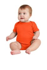 Rabbit Skins Infant Short Sleeve Baby Rib Bodysuit. RS4400 Orange