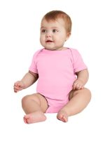 Rabbit Skins Infant Short Sleeve Baby Rib Bodysuit. RS4400 Pink