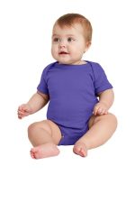 Rabbit Skins Infant Short Sleeve Baby Rib Bodysuit. RS4400 Purple