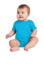 Rabbit Skins Infant Short Sleeve Baby Rib Bodysuit. RS4400 Turquoise