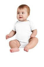 Rabbit Skins Infant Short Sleeve Baby Rib Bodysuit. RS4400 White