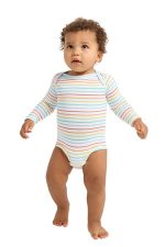 Rabbit Skins Infant Long Sleeve Jersey Bodysuit RS4421 Rainbow Stripe