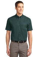 Port Authority Short Sleeve Easy Care Shirt. S508 Dark Green/ Navy