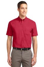 Port Authority Short Sleeve Easy Care Shirt. S508 Red/ Light Stone
