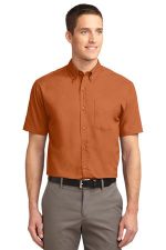 Port Authority Short Sleeve Easy Care Shirt. S508 Texas Orange/ Light Stone