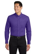 Port Authority Extended Size Long Sleeve Easy Care Shirt S608ES Purple/ Light Stone