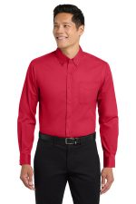 Port Authority Extended Size Long Sleeve Easy Care Shirt S608ES Red/ Light Stone