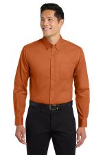 Port Authority Extended Size Long Sleeve Easy Care Shirt S608ES Texas Orange/ Light Stone