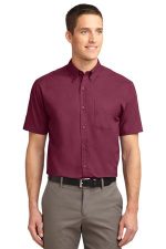 Port Authority Tall Short Sleeve Easy Care Shirt. TLS508 Burgundy/ Light Stone