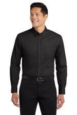 Port Authority Tall Long Sleeve Easy Care Shirt. TLS608 Black/ Light Stone