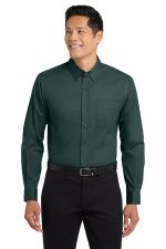 Port Authority Tall Long Sleeve Easy Care Shirt. TLS608 Dark Green/ Navy