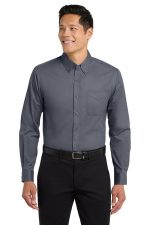 Port Authority Tall Long Sleeve Easy Care Shirt. TLS608 Steel Grey/ Light Stone