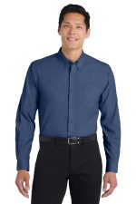 Port Authority Tall Crosshatch Easy Care Shirt. TLS640 Deep Blue