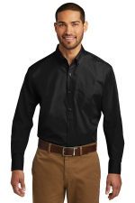 Port Authority Tall Long Sleeve Carefree Poplin Shirt. TW100 Deep Black