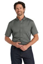 Port Authority Short Sleeve SuperPro React Twill Shirt. W809 Storm Grey