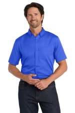 Port Authority Short Sleeve SuperPro React Twill Shirt. W809 True Royal