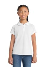 Port Authority Girls Silk Touch Peter Pan Collar Polo. YG503 White